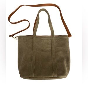 Street Level Brown Canvas Tote with crossbody strap
